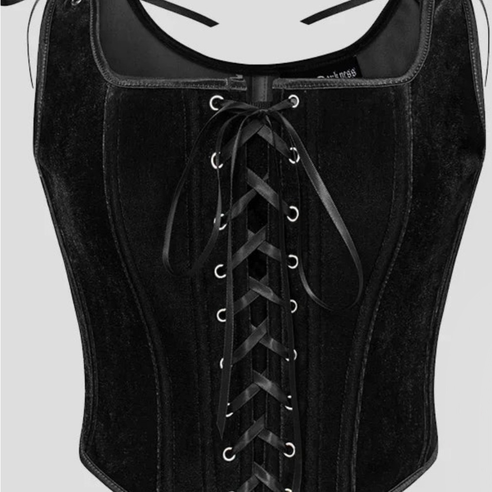 Scarlett darkness Black Velvet Lace-Up Corset Top Sz 12